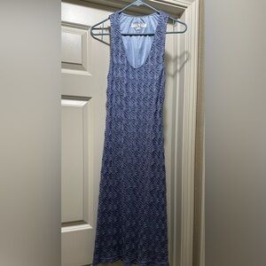 Chic Blue Patterned Maxi Dress